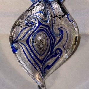 Unique Glass Pendant on Ribbon Necklace
